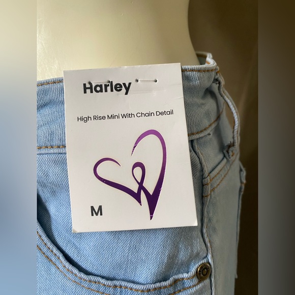 Harley Chain-Detail Denim Mini Skirt by Windsor Denim, Women’s Size M - Picture 4 of 16